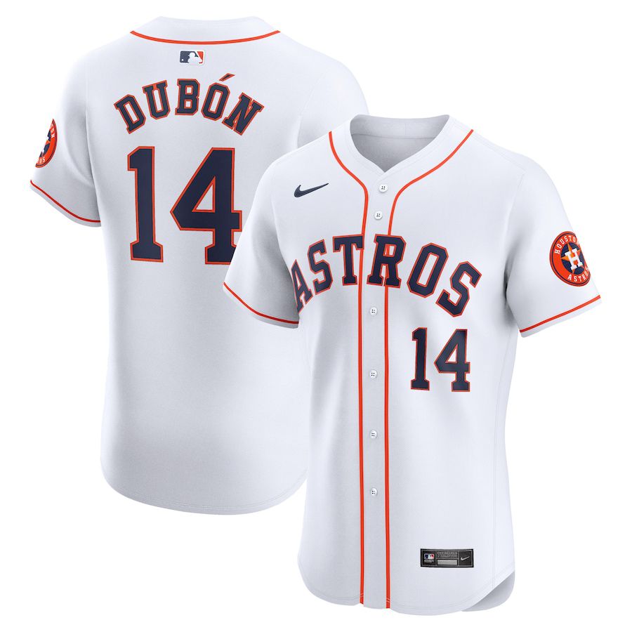 Men Houston Astros 14 Mauricio Dubon Nike White Home Elite Player MLB Jersey